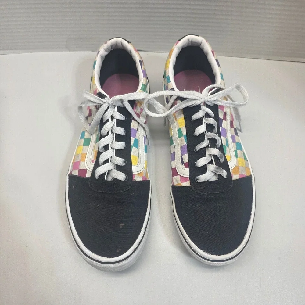 Vans Old Skool Rainbow Checkerboard Black Sneakers‎ Skate US Missy 6.0 500714